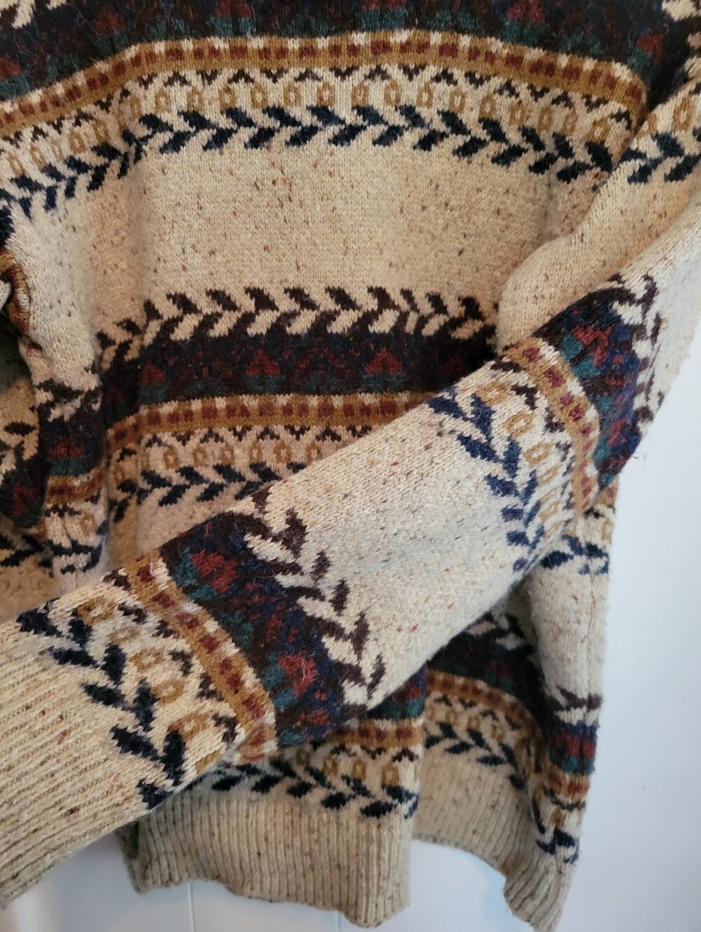 Vintage St. John’s Bay Fair Isle Knit Sweater Beige Earth Tone cabin Crewneck XL - Picture 6 of 9